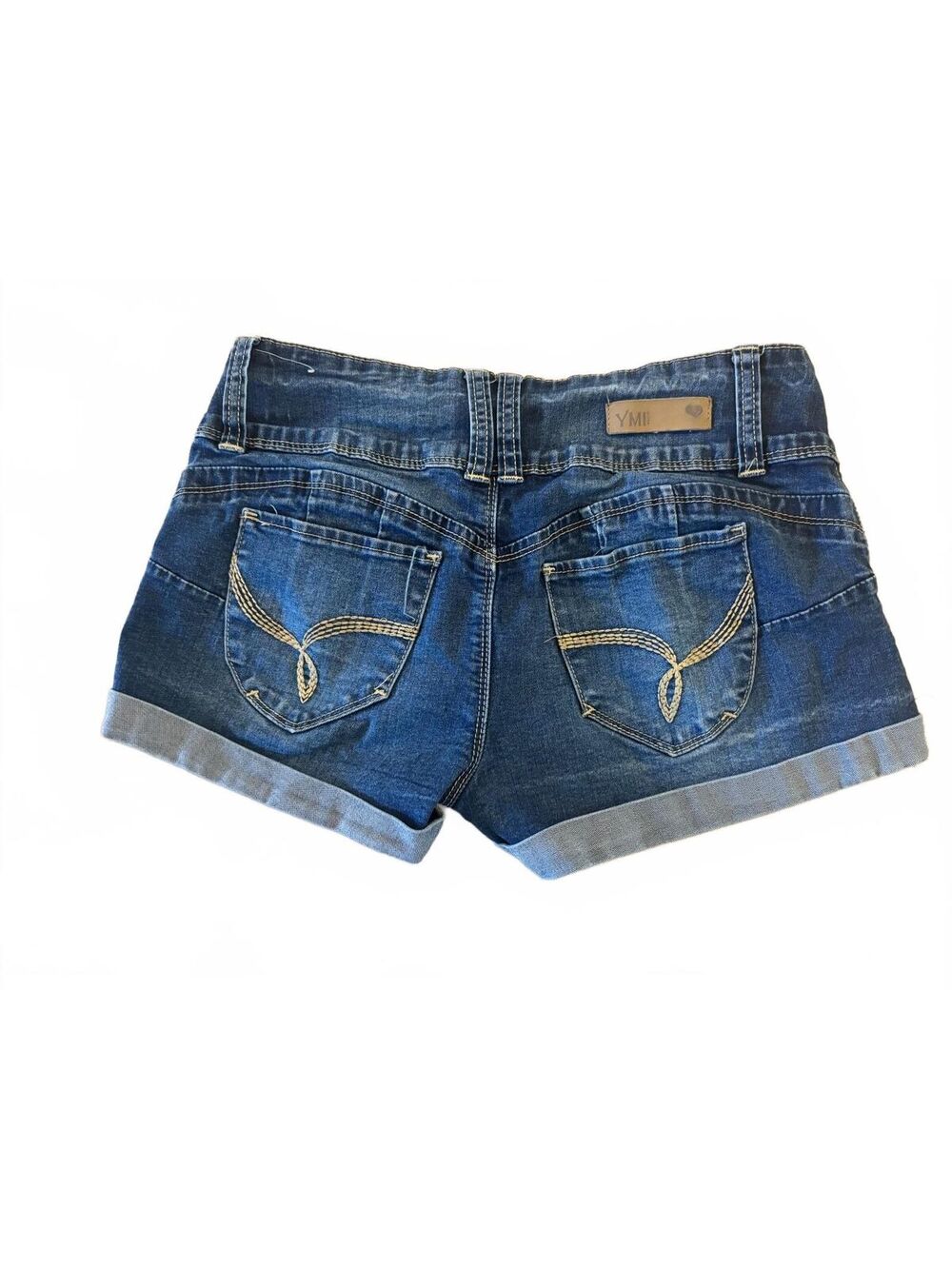 YMI WannaBettaButt Low Rise Y2K Cuffed Denim Shorts Size 7
